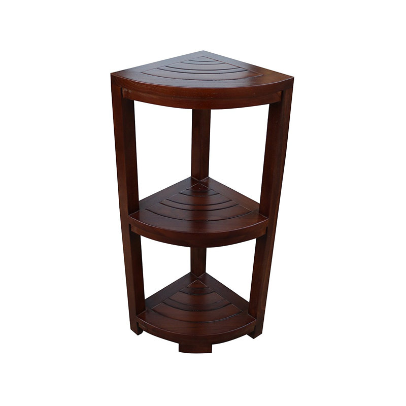 Millwood Pines Teak Corner Shower Stool with Shelf Storage & Reviews
